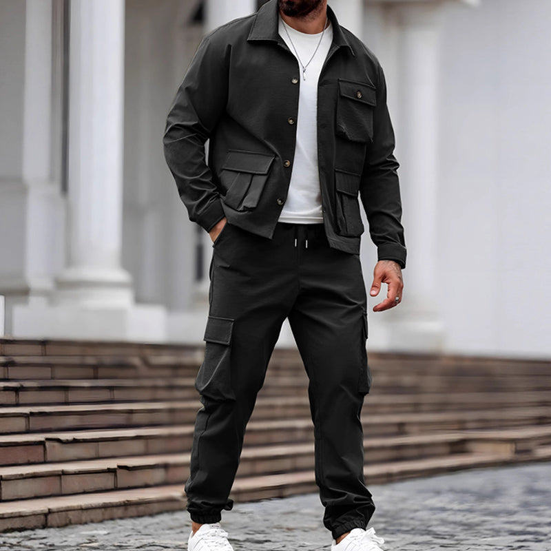 Retro Jacket & Cargo Pants 2-Piece Set