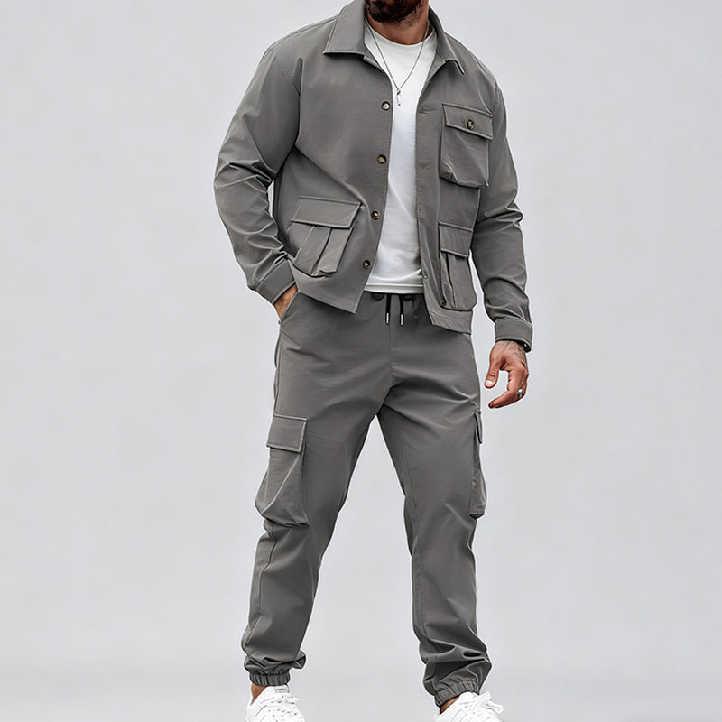 Retro Jacket & Cargo Pants 2-Piece Set