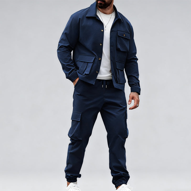 Retro Jacket & Cargo Pants 2-Piece Set