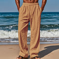 Trendy Linen Loose Fit Pants with Pockets