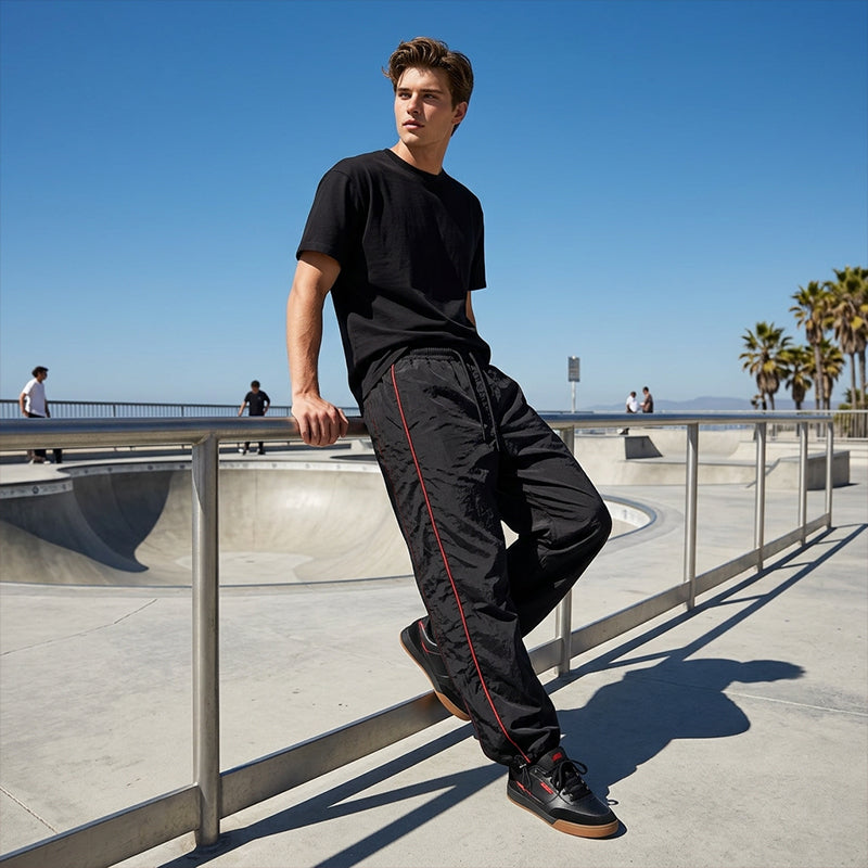 Vintage Streetwear Retro Side-Stripe Wide-Leg Trousers