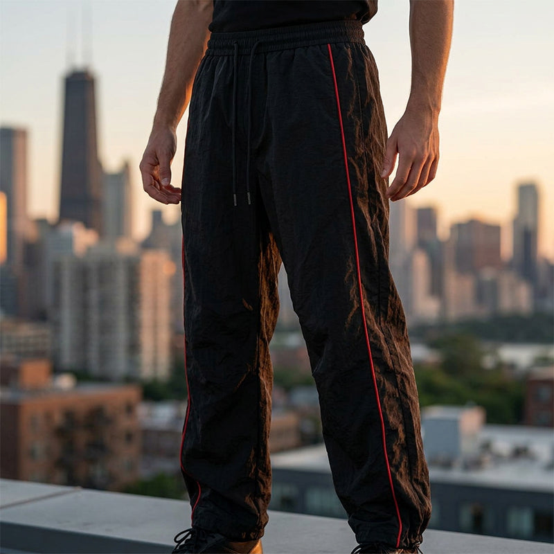 Vintage Streetwear Retro Side-Stripe Wide-Leg Trousers