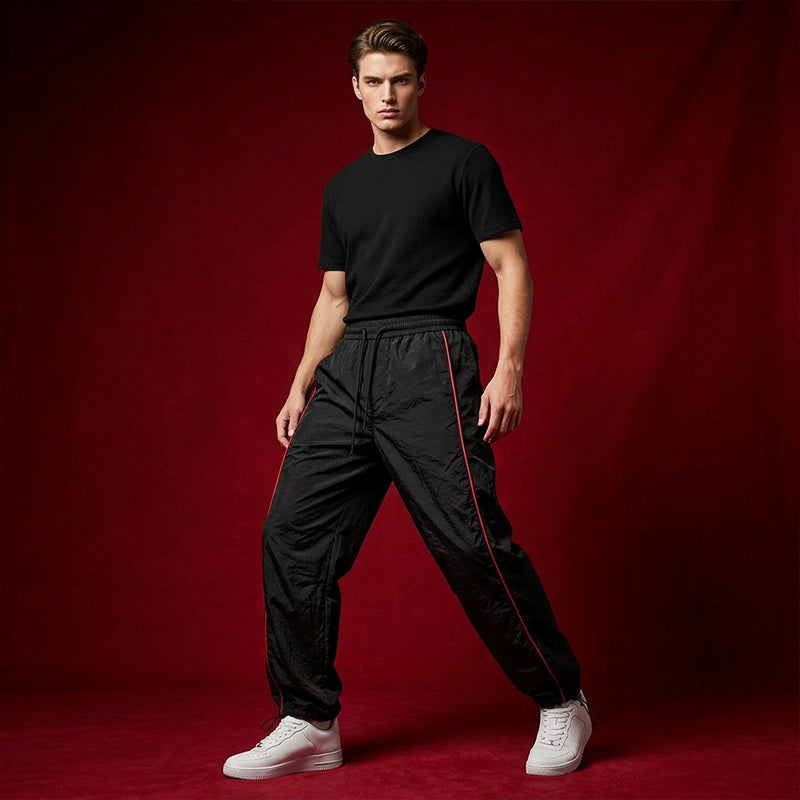 Vintage Streetwear Retro Side-Stripe Wide-Leg Trousers