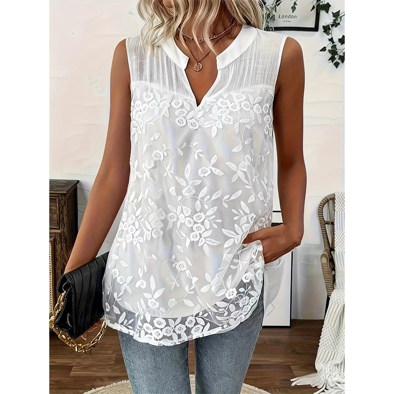 Women’s Floral Lace Sleeveless Shirt