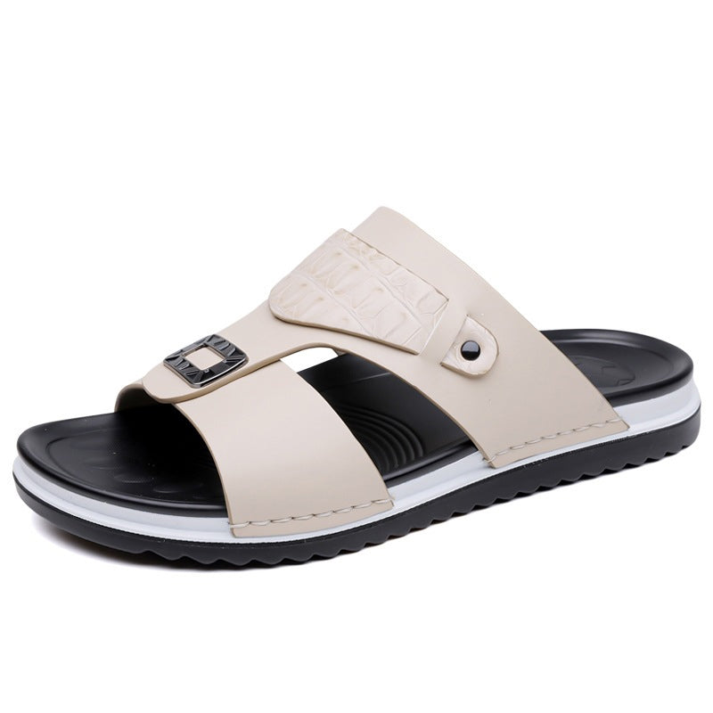 Faux Leather Slip-On Sandals
