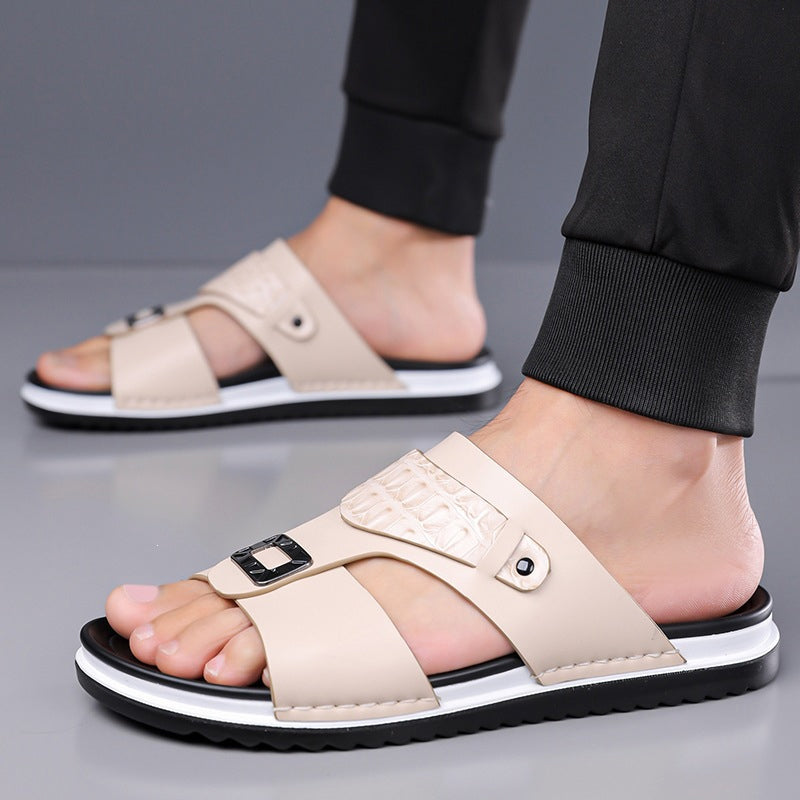 Faux Leather Slip-On Sandals