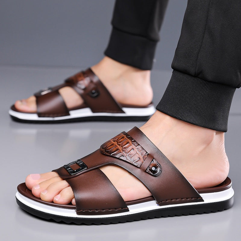 Faux Leather Slip-On Sandals