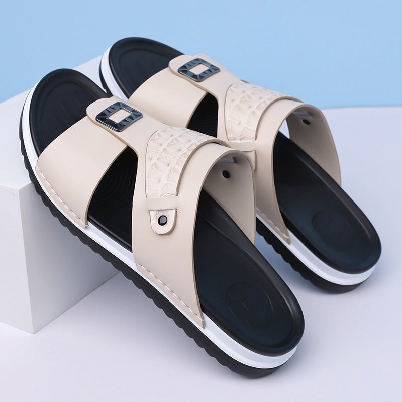 Faux Leather Slip-On Sandals
