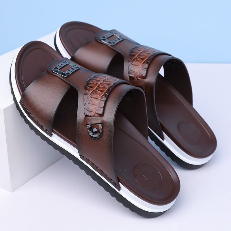 Faux Leather Slip-On Sandals