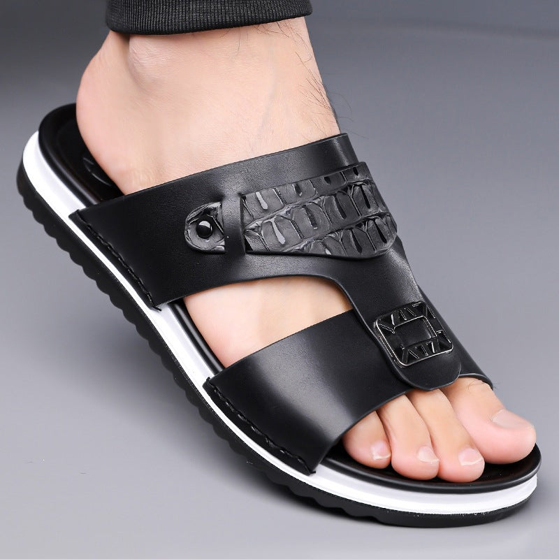 Faux Leather Slip-On Sandals