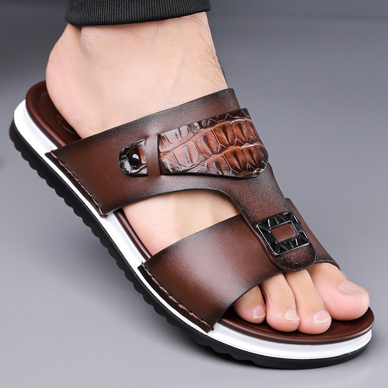 Faux Leather Slip-On Sandals