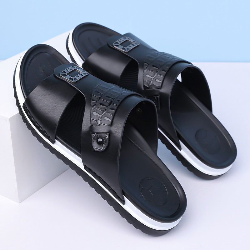 Faux Leather Slip-On Sandals
