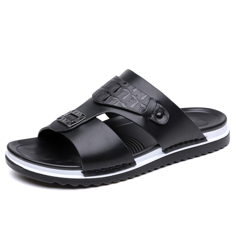 Faux Leather Slip-On Sandals