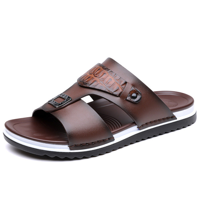 Faux Leather Slip-On Sandals