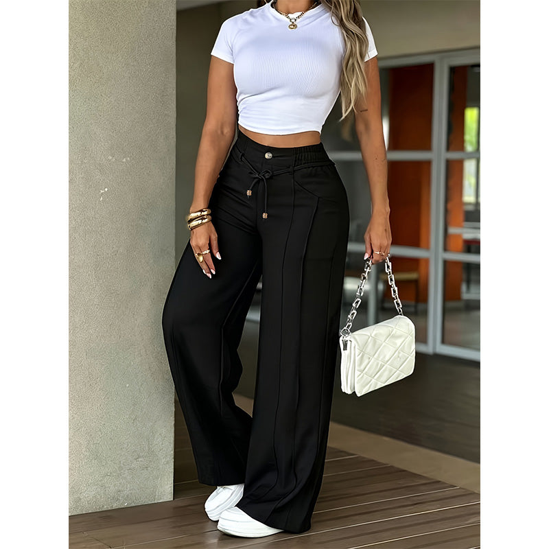 High-Waisted Straight Leg Pants