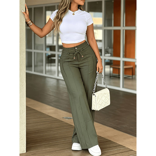 High-Waisted Straight Leg Pants