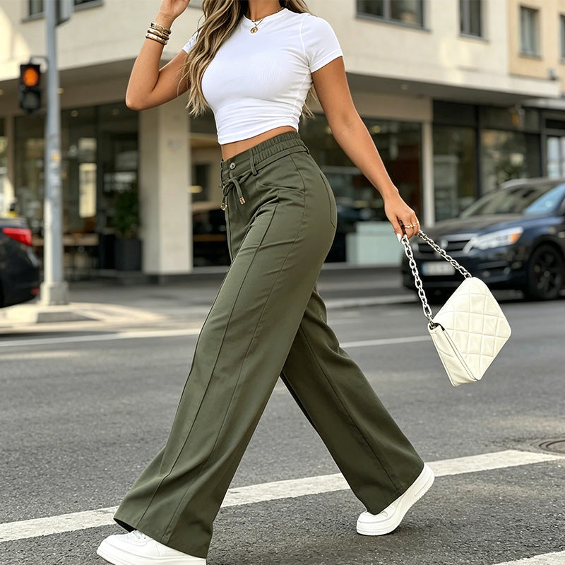 High-Waisted Straight Leg Pants