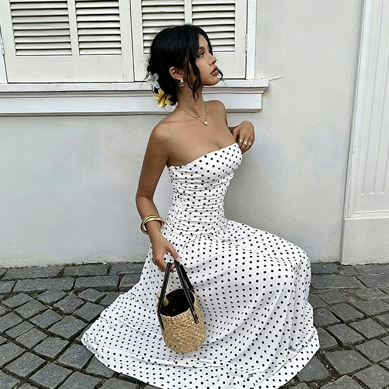 Women's Off-Shoulder Polka Dot Dress