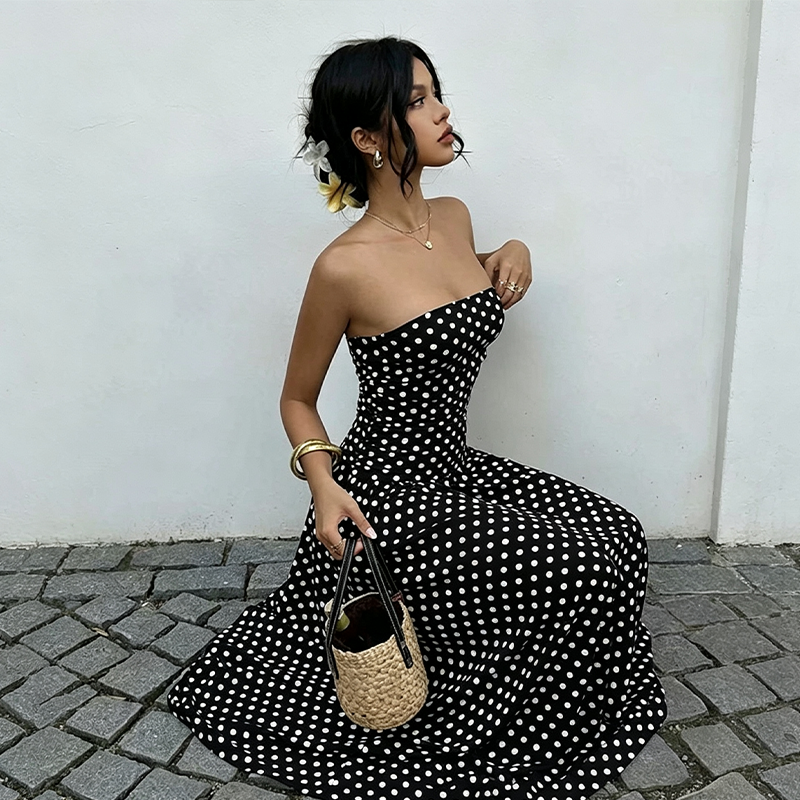 Women's Off-Shoulder Polka Dot Dress
