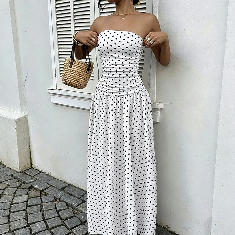 Women's Off-Shoulder Polka Dot Dress