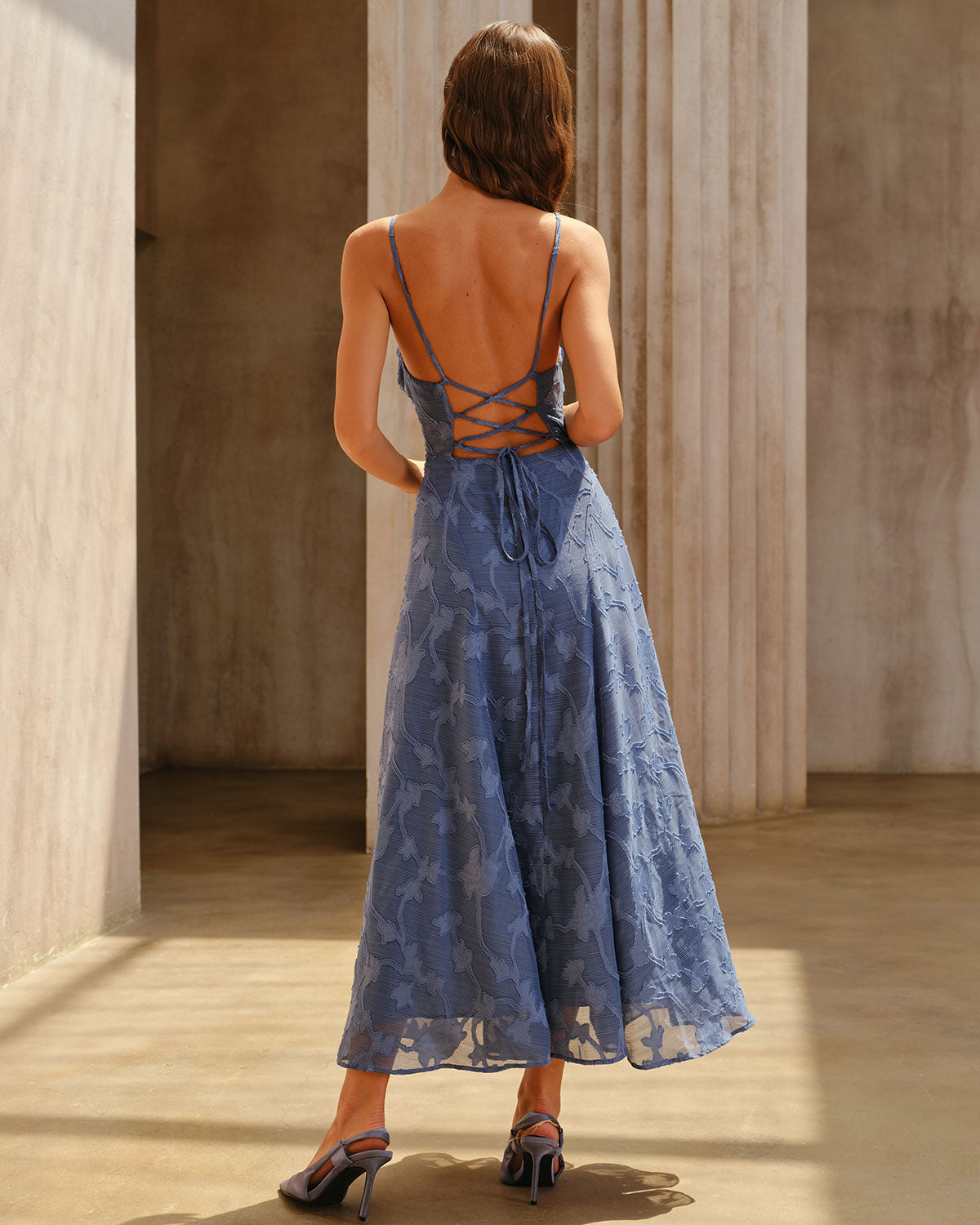 The Vittore Blue Jacquard Dress