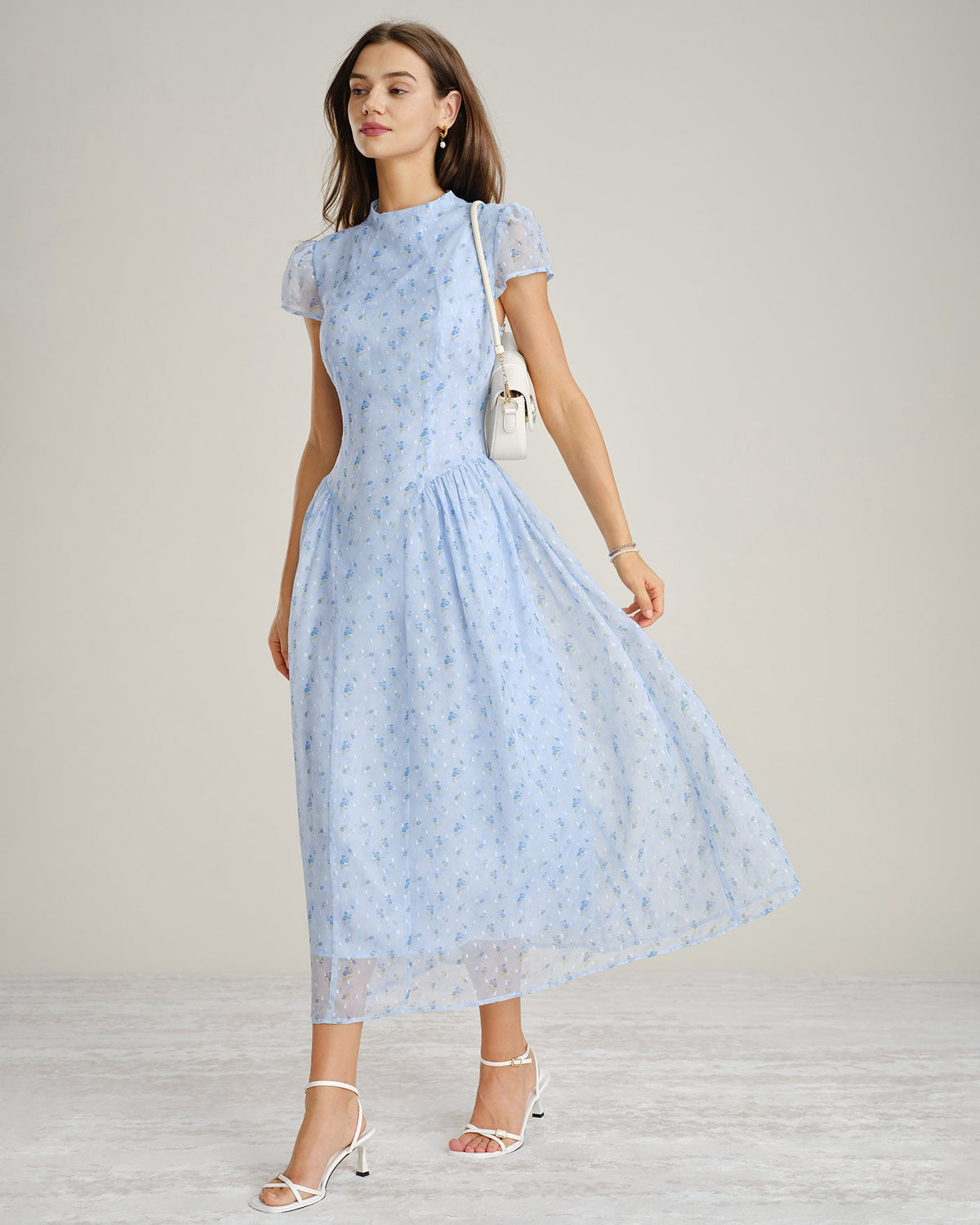 The Vittore Neck Floral Chiffon Maxi Dress
