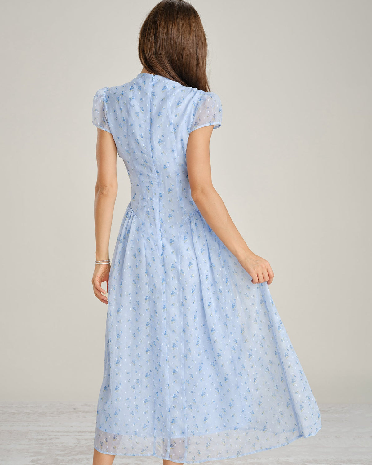 The Vittore Neck Floral Chiffon Maxi Dress