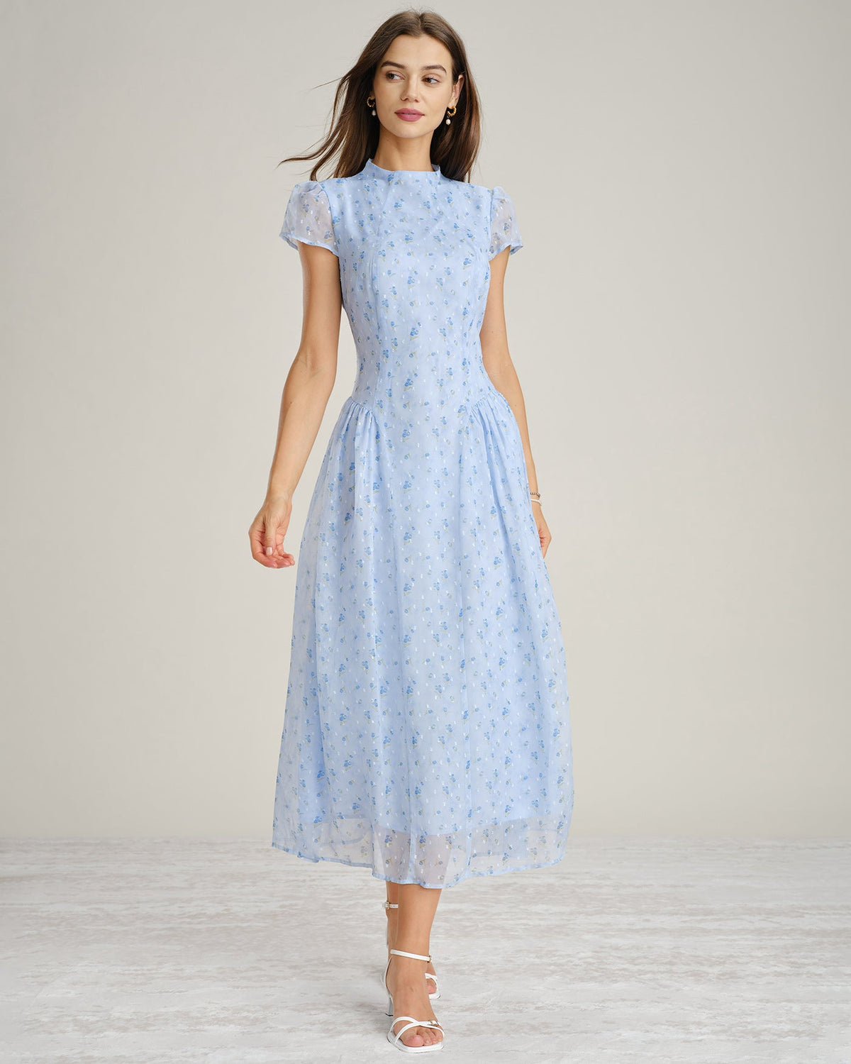 The Vittore Neck Floral Chiffon Maxi Dress