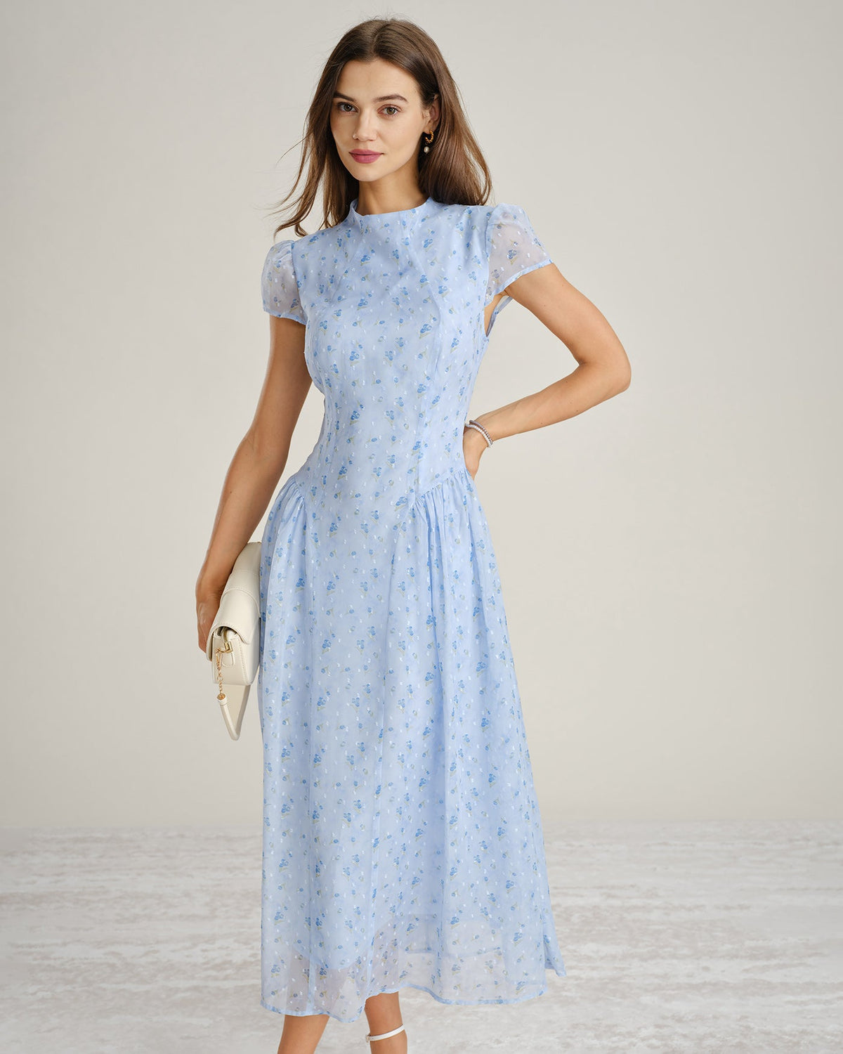 The Vittore Neck Floral Chiffon Maxi Dress