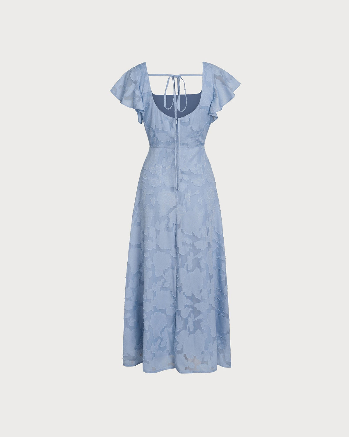 The Vittore blue Floral Square Neck Midi Dress