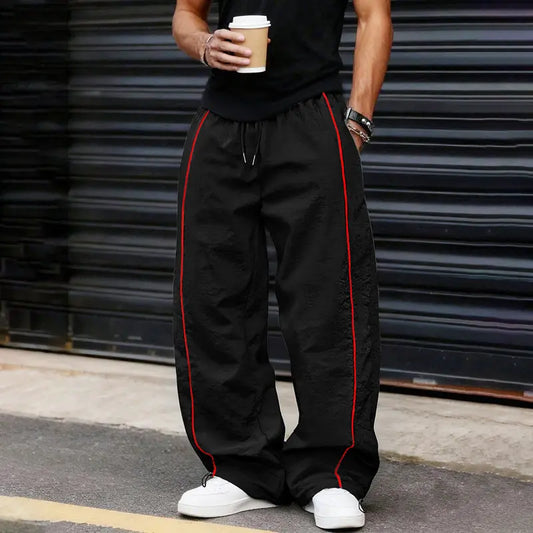 Vintage Streetwear Retro Side-Stripe Wide-Leg Trousers
